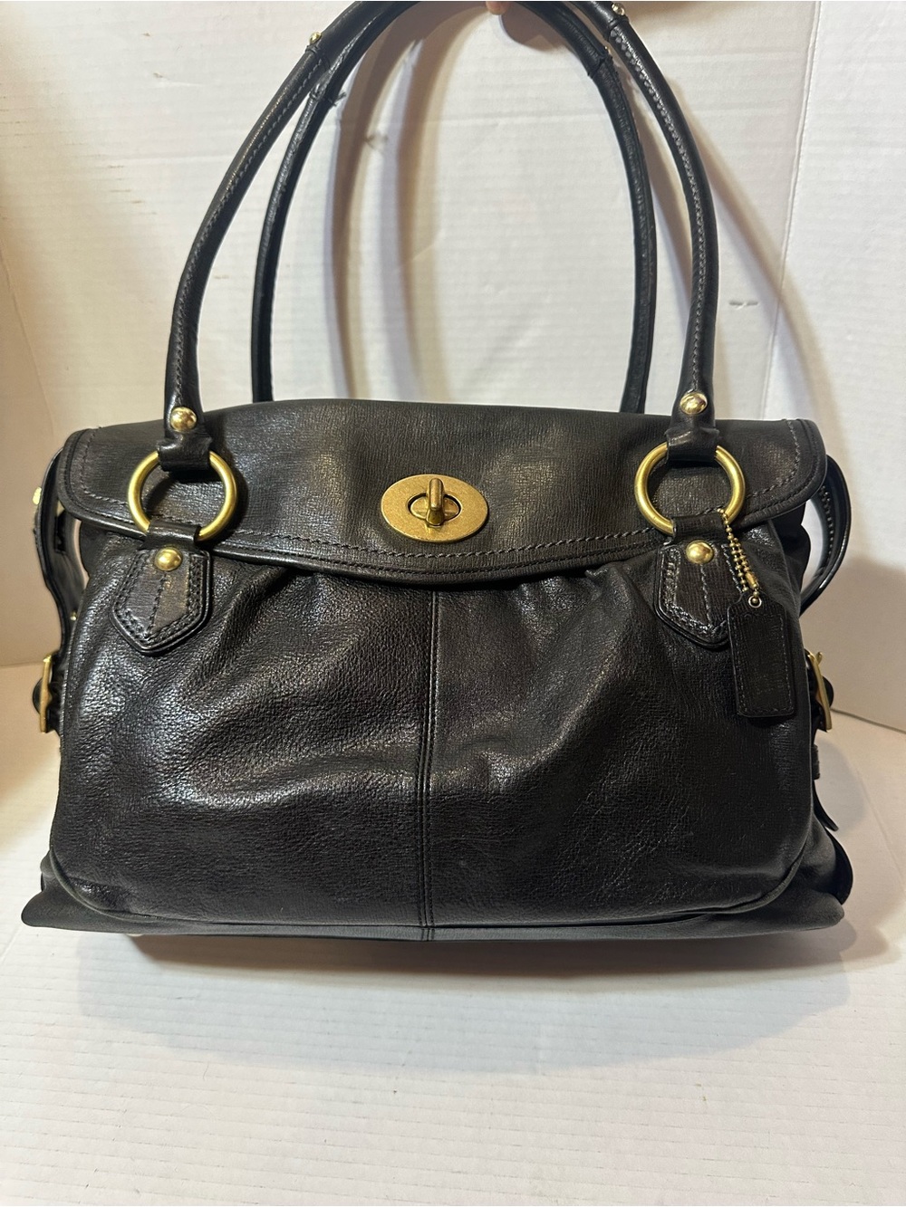 Coach Vintage Hobo purse Black Leather HTF Jo869-13207 Gold Tone Hardware FS
